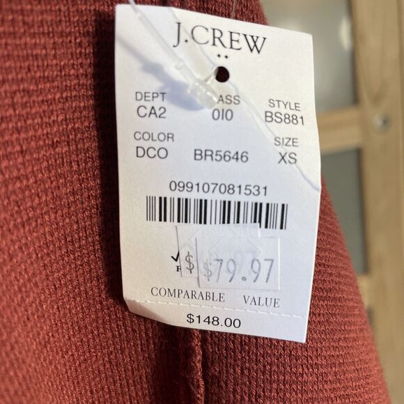 J. Crew Womens Sweater Cardigan XS Juliette Collarless Knit Burgundy Red - Picture 9 of 9